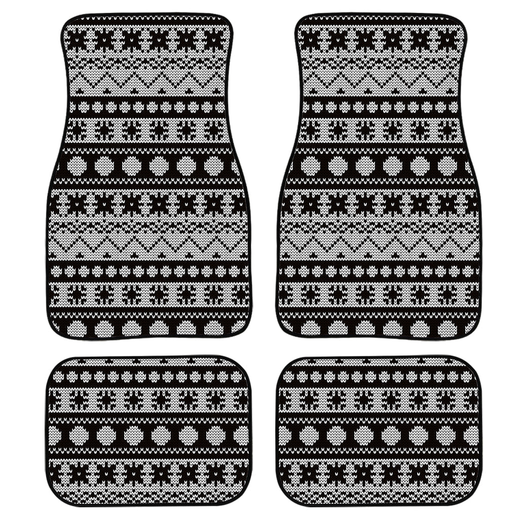 White And Black Knitted Pattern Print Front And Back Car Floor Mats/ Front Car Mat