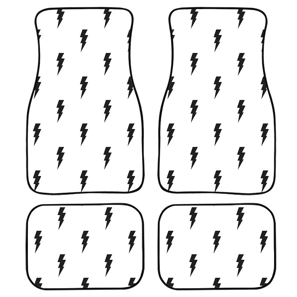 White And Black Lightning Pattern Print Front And Back Car Floor Mats/ Front Car Mat