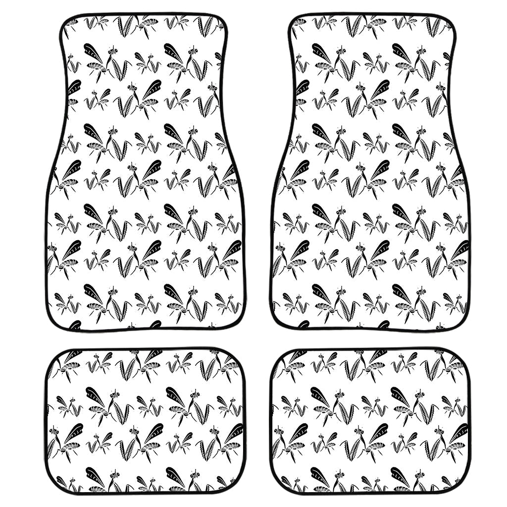 White And Black Mantis Pattern Print Front And Back Car Floor Mats/ Front Car Mat