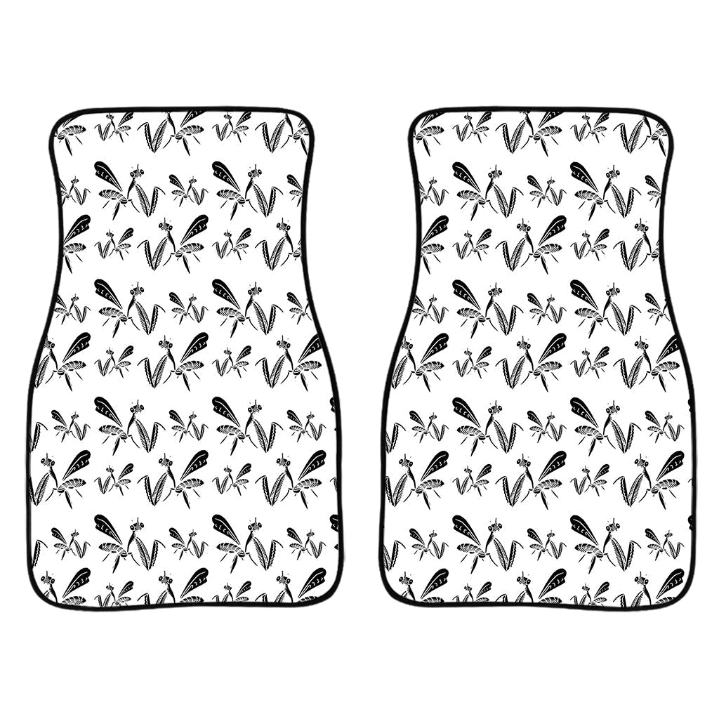 White And Black Mantis Pattern Print Front And Back Car Floor Mats/ Front Car Mat