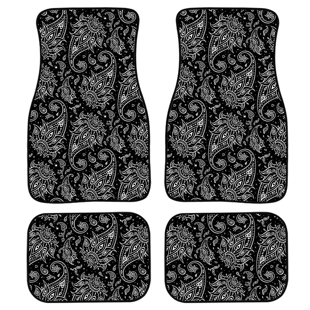 White And Black Paisley Pattern Print Front And Back Car Floor Mats/ Front Car Mat