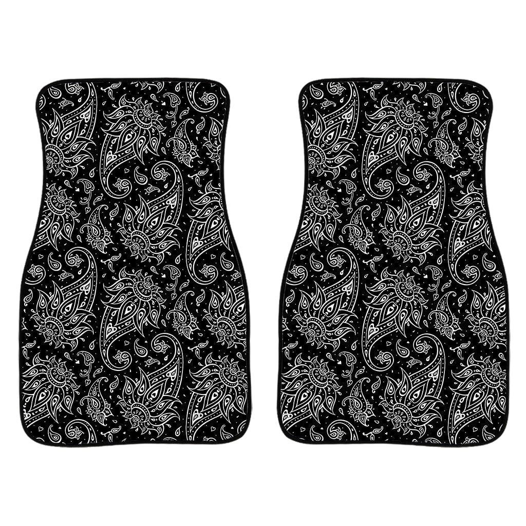 White And Black Paisley Pattern Print Front And Back Car Floor Mats/ Front Car Mat