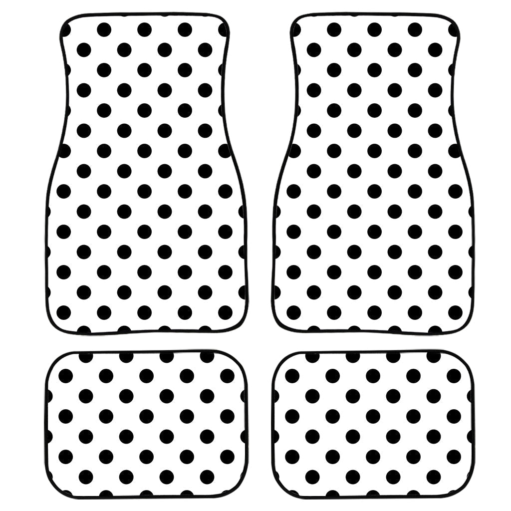 White And Black Polka Dot Pattern Print Front And Back Car Floor Mats/ Front Car Mat