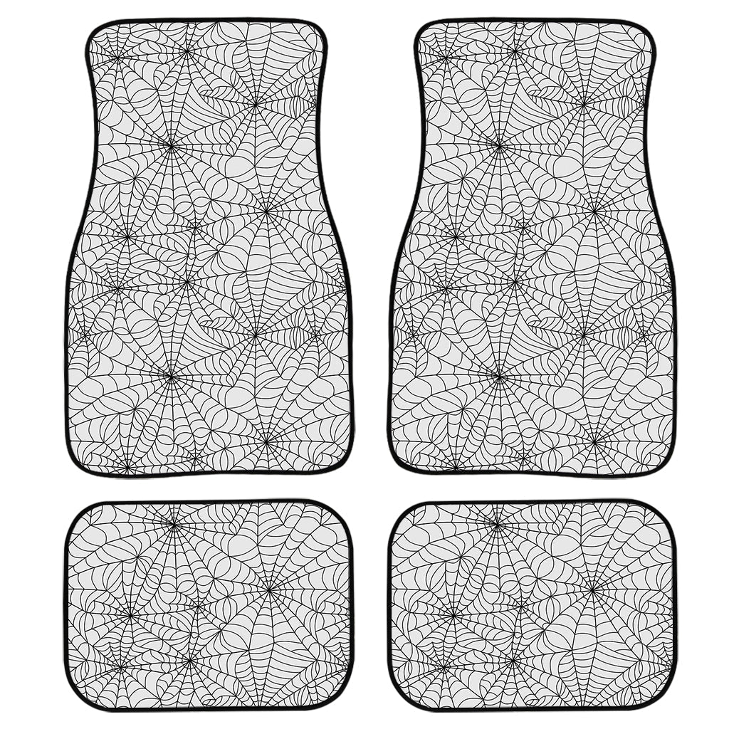 White And Black Spider Web Pattern Print Front And Back Car Floor Mats/ Front Car Mat