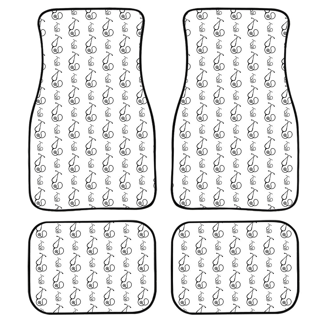 White And Black Stethoscope Print Front And Back Car Floor Mats/ Front Car Mat