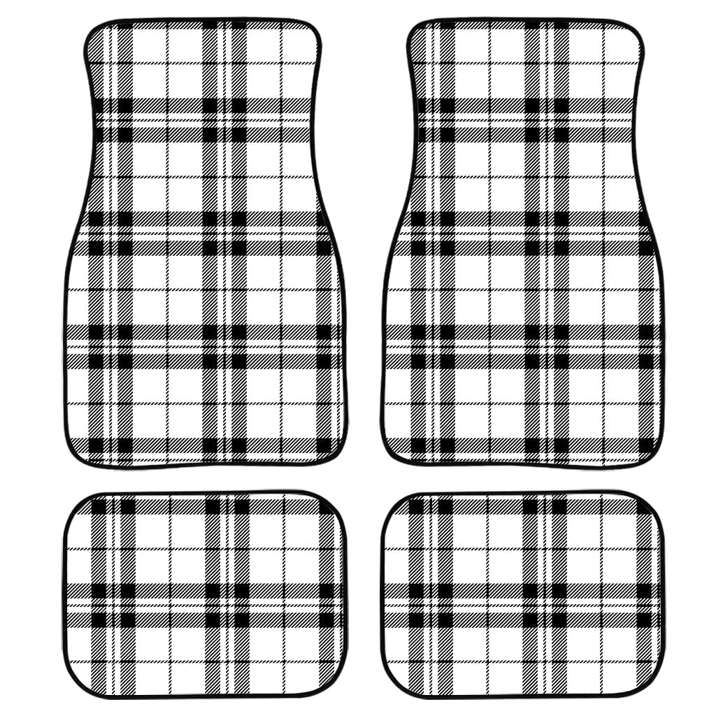 White And Black Tartan Pattern Print Front And Back Car Floor Mats/ Front Car Mat