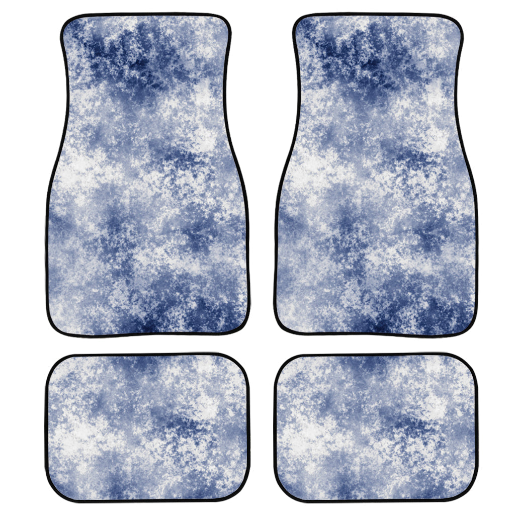 White And Blue Acid Wash Tie Dye Print Front And Back Car Floor Mats/ Front Car Mat