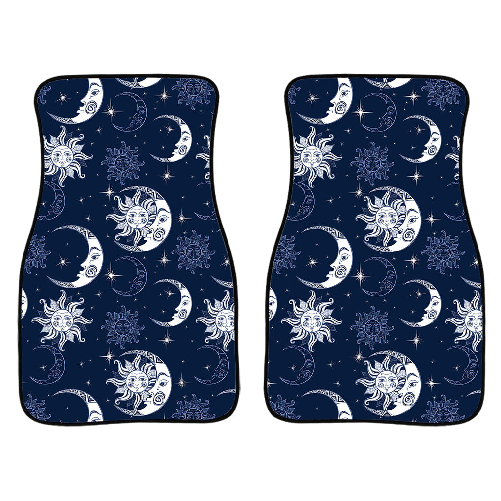 White And Blue Celestial Pattern Print Front And Back Car Floor Mats/ Front Car Mat