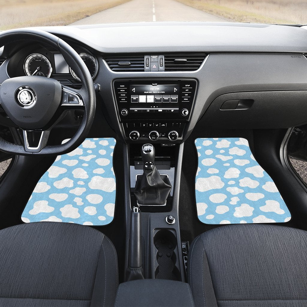 White And Blue Cow Print Front And Back Car Floor Mats/ Front Car Mat