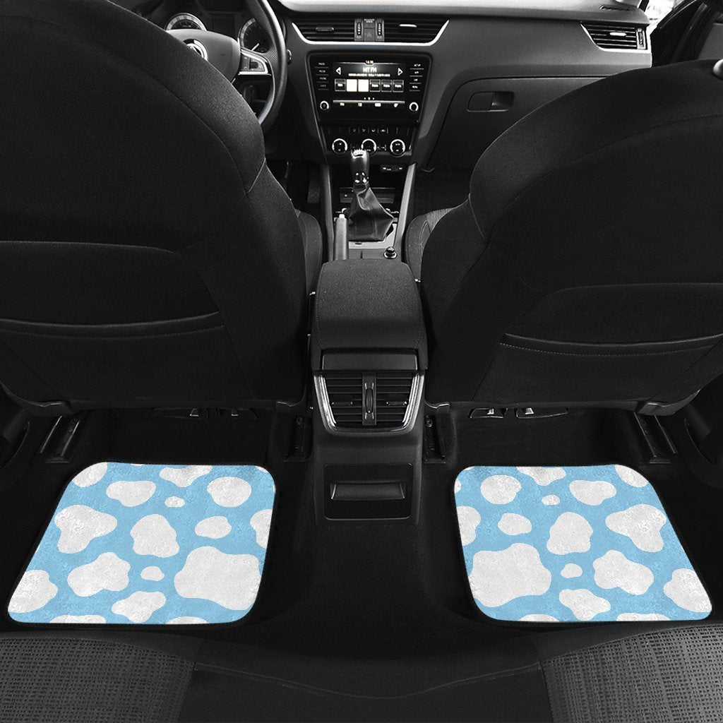 White And Blue Cow Print Front And Back Car Floor Mats/ Front Car Mat