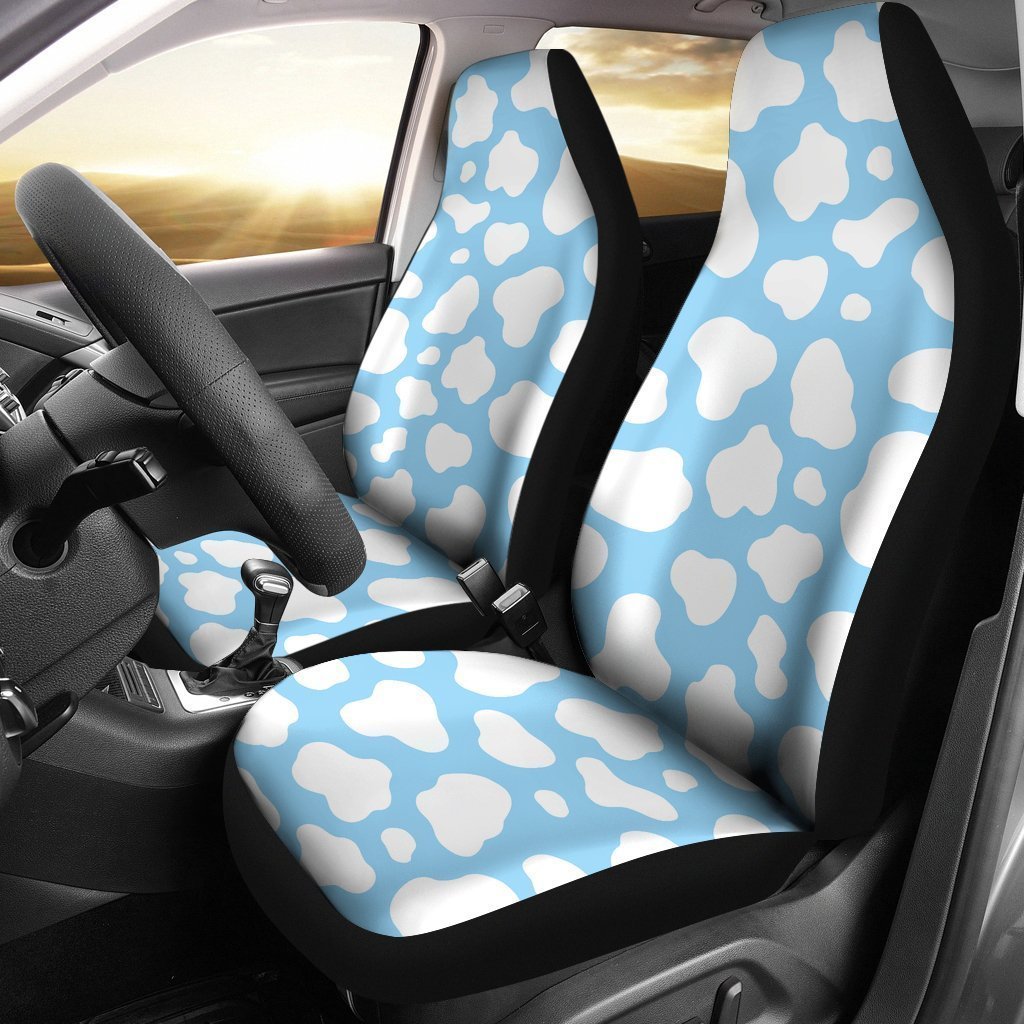 White And Blue Cow Print Universal Fit Car Seat Covers