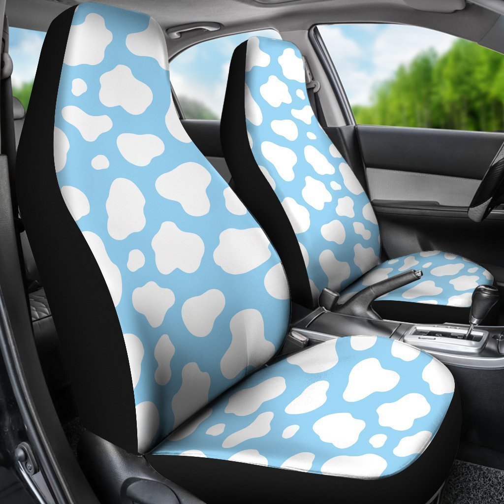 White And Blue Cow Print Universal Fit Car Seat Covers