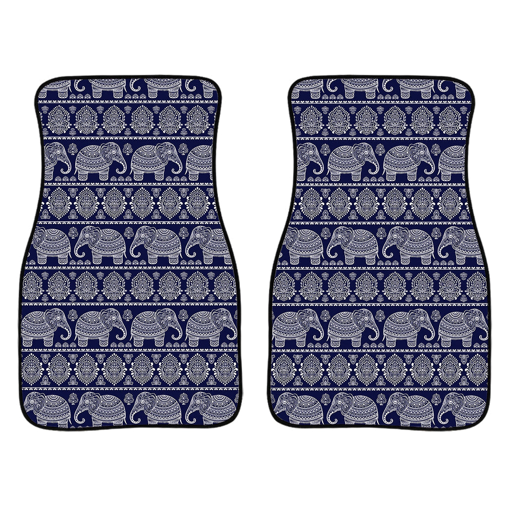 White And Blue Indian Elephant Print Front And Back Car Floor Mats/ Front Car Mat