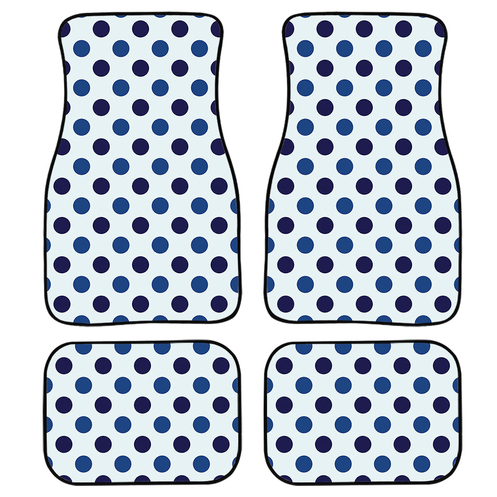 White And Blue Polka Dot Pattern Print Front And Back Car Floor Mats/ Front Car Mat