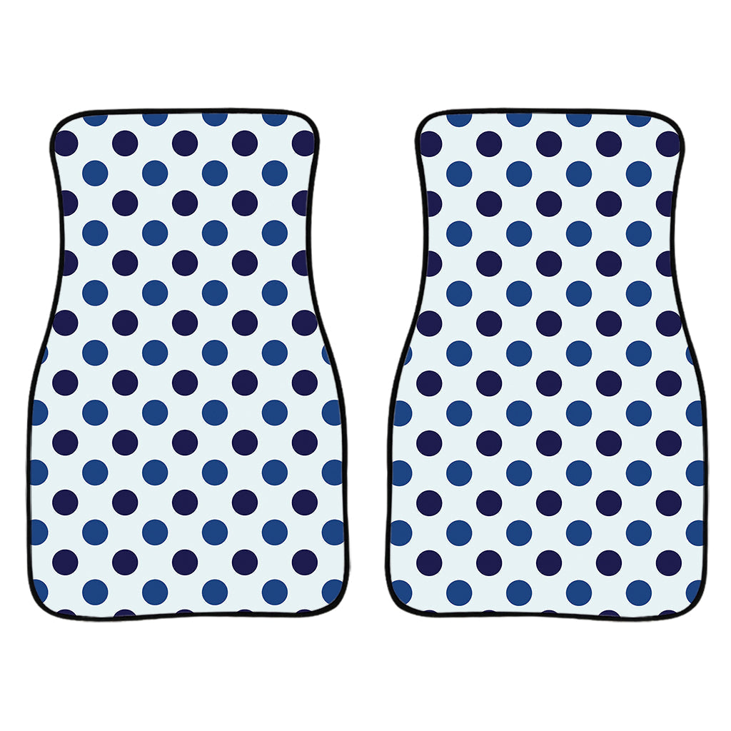 White And Blue Polka Dot Pattern Print Front And Back Car Floor Mats/ Front Car Mat