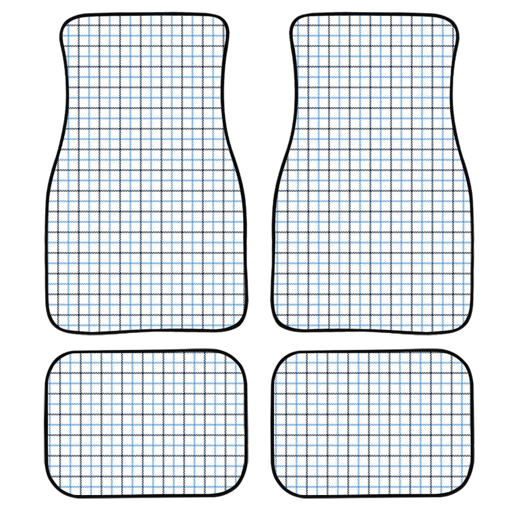 White And Blue Tattersall Pattern Print Front And Back Car Floor Mats/ Front Car Mat