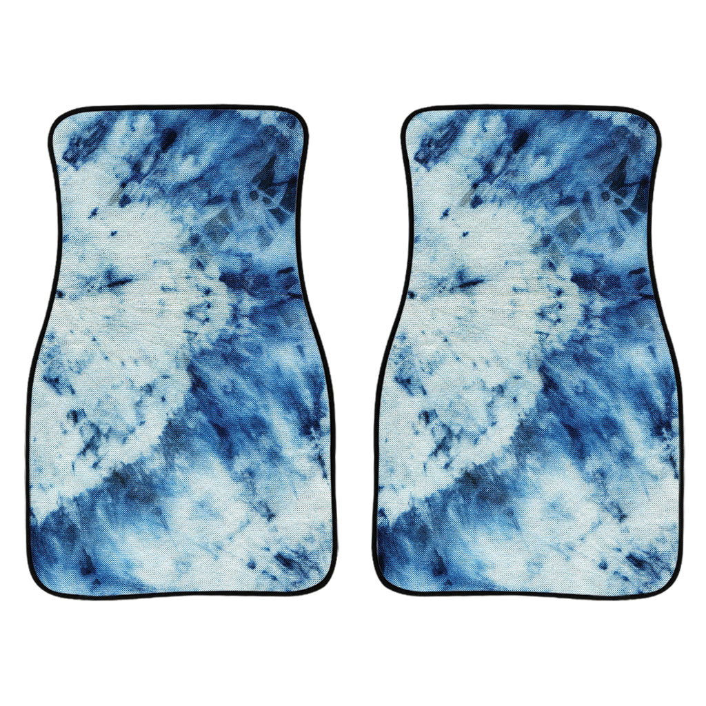 White And Blue Tie Dye Print Front And Back Car Floor Mats/ Front Car Mat