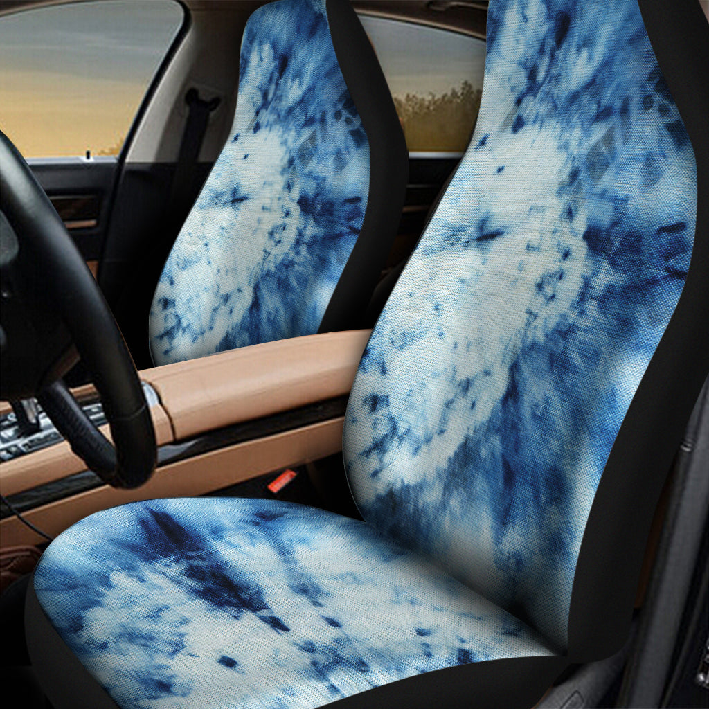 White And Blue Tie Dye Print Universal Fit Car Seat Covers