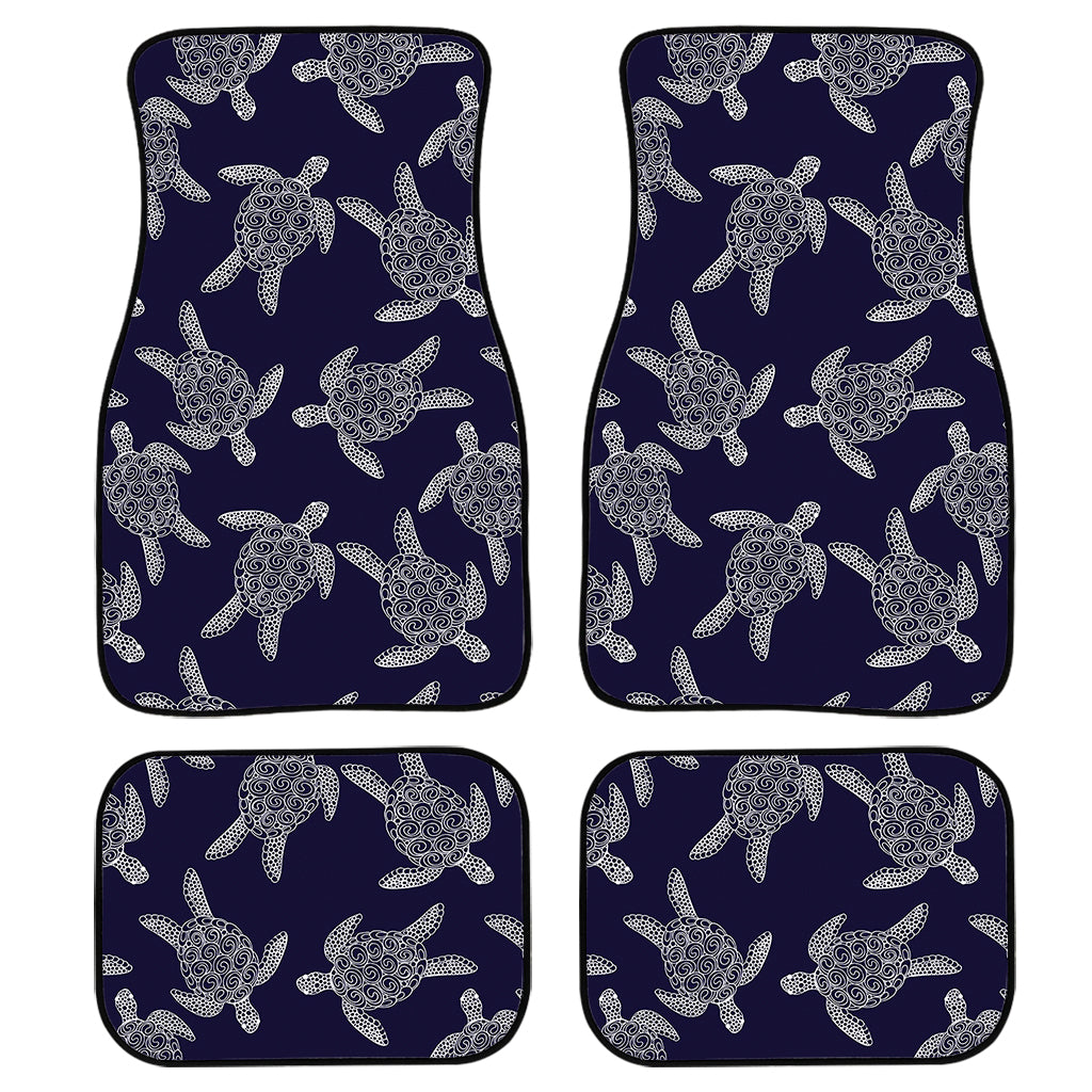 White And Blue Turtle Pattern Print Front And Back Car Floor Mats/ Front Car Mat