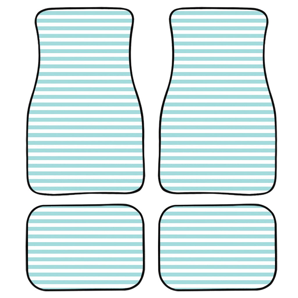White And Cyan Striped Pattern Print Front And Back Car Floor Mats/ Front Car Mat