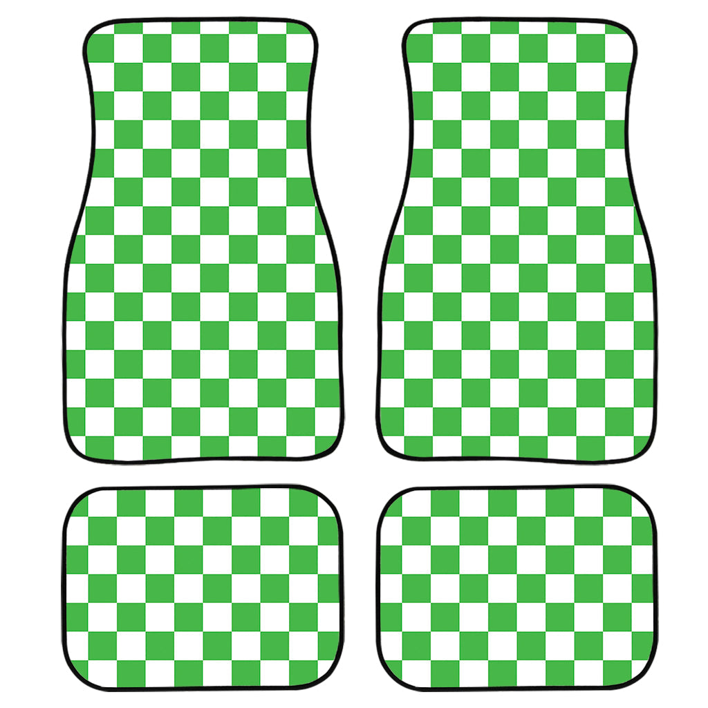 White And Green Checkered Print Front And Back Car Floor Mats/ Front Car Mat