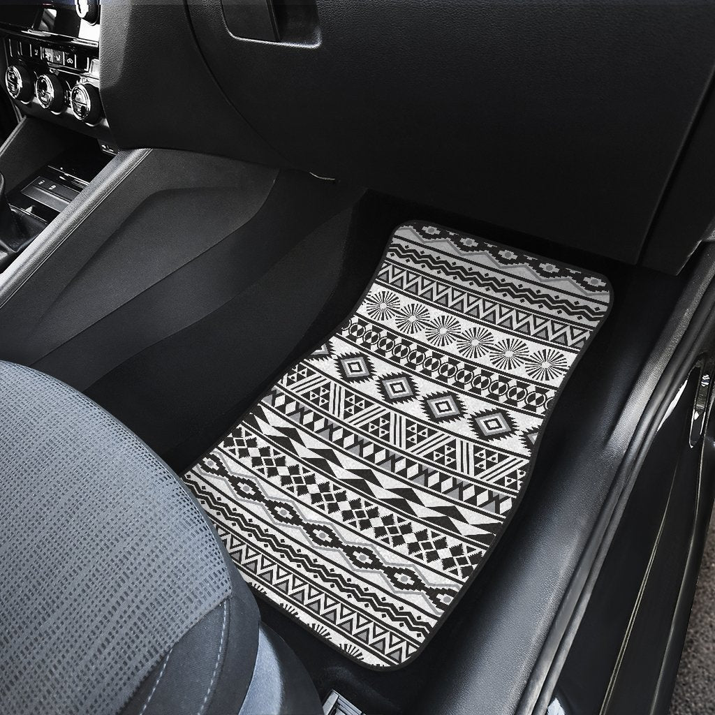 White And Grey Aztec Pattern Print Front And Back Car Floor Mats/ Front Car Mat