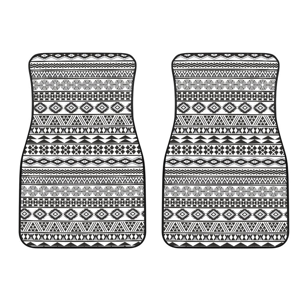 White And Grey Aztec Pattern Print Front And Back Car Floor Mats/ Front Car Mat