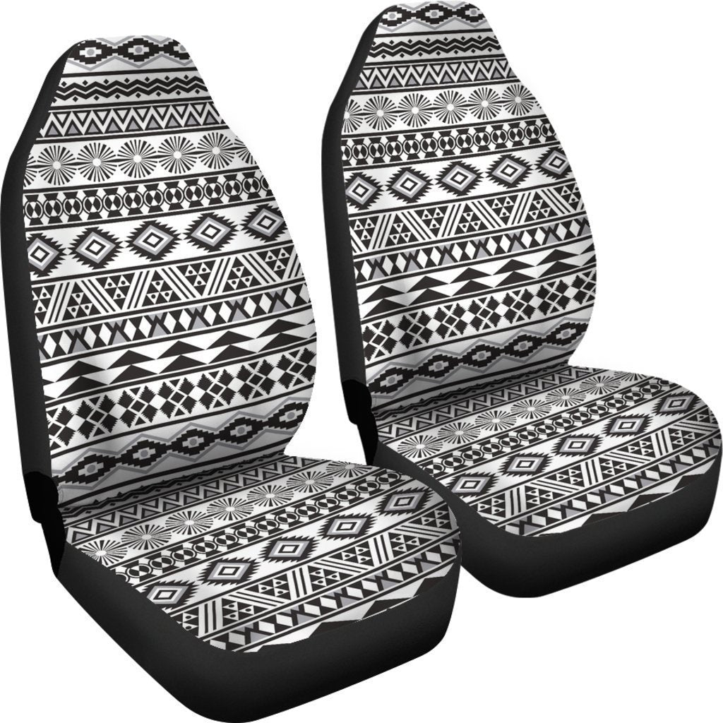 White And Grey Aztec Pattern Print Universal Fit Car Seat Covers
