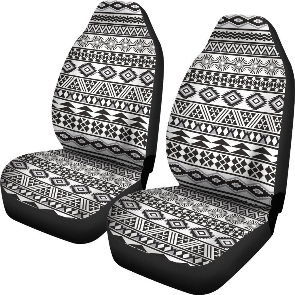White And Grey Aztec Pattern Print Universal Fit Car Seat Covers