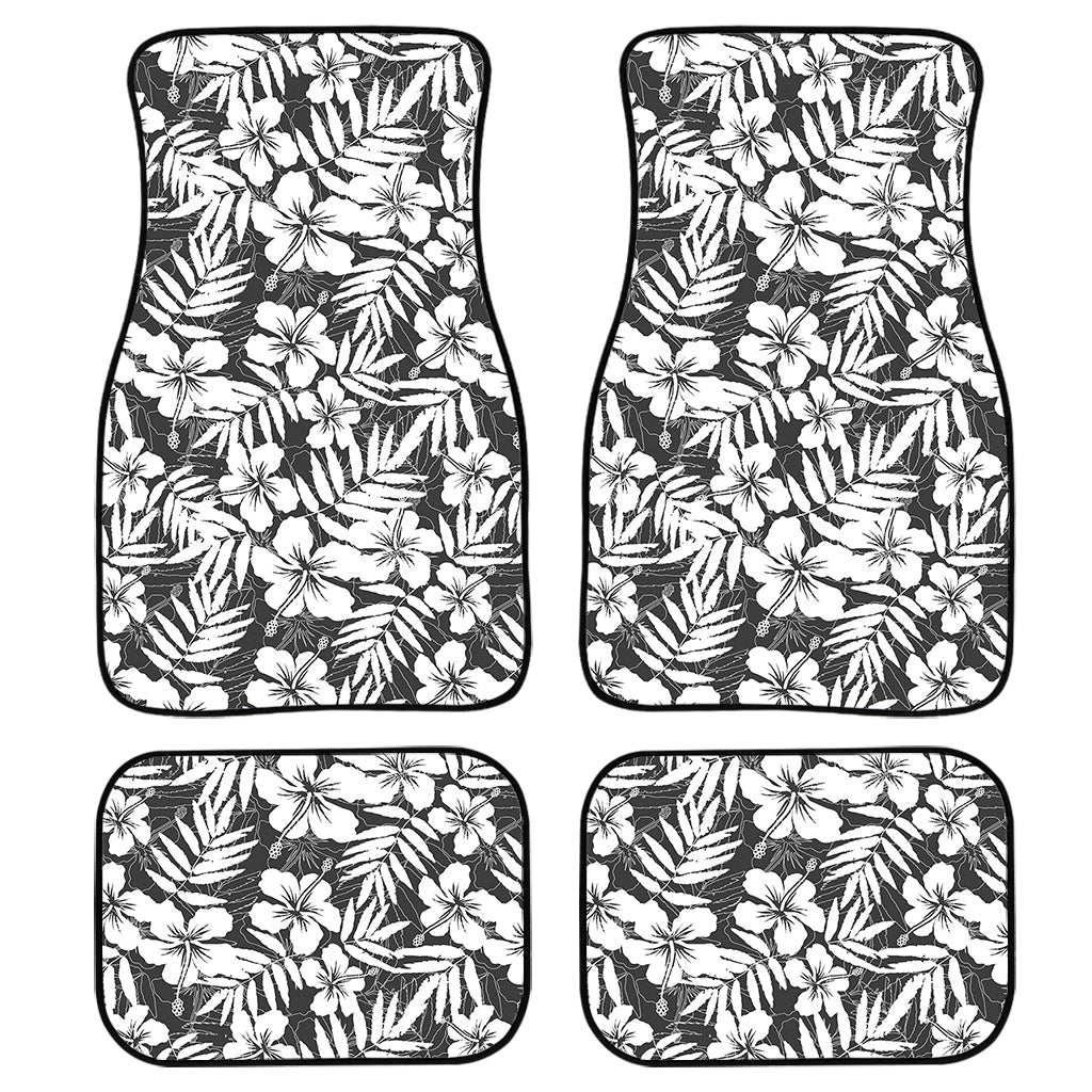 White And Grey Hawaiian Pattern Print Front And Back Car Floor Mats/ Front Car Mat