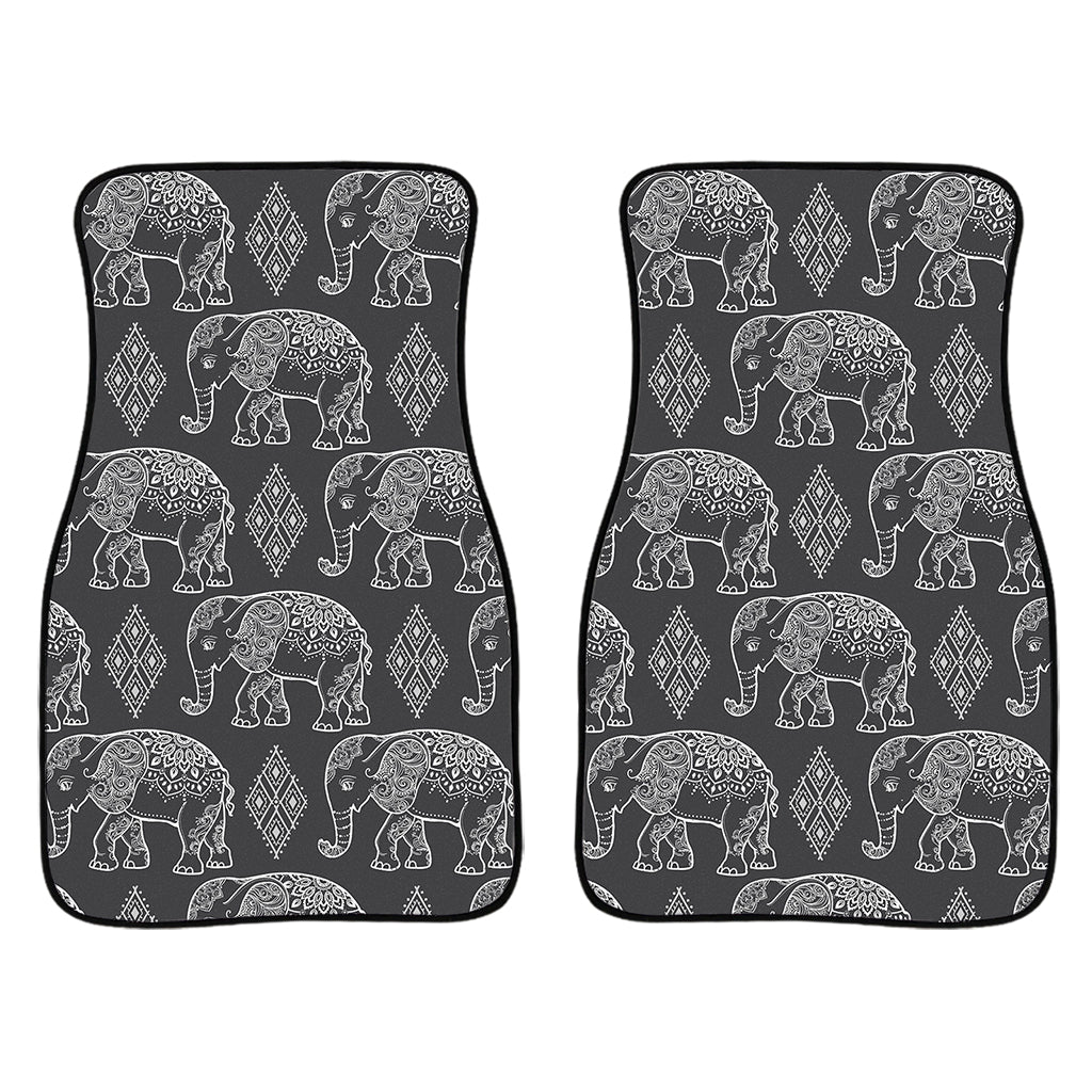 White And Grey Indian Elephant Print Front And Back Car Floor Mats/ Front Car Mat