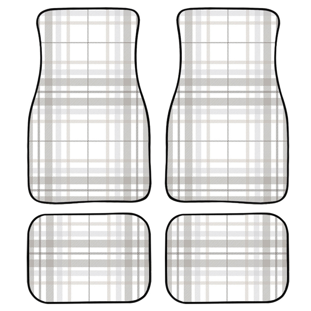 White And Grey Plaid Pattern Print Front And Back Car Floor Mats/ Front Car Mat