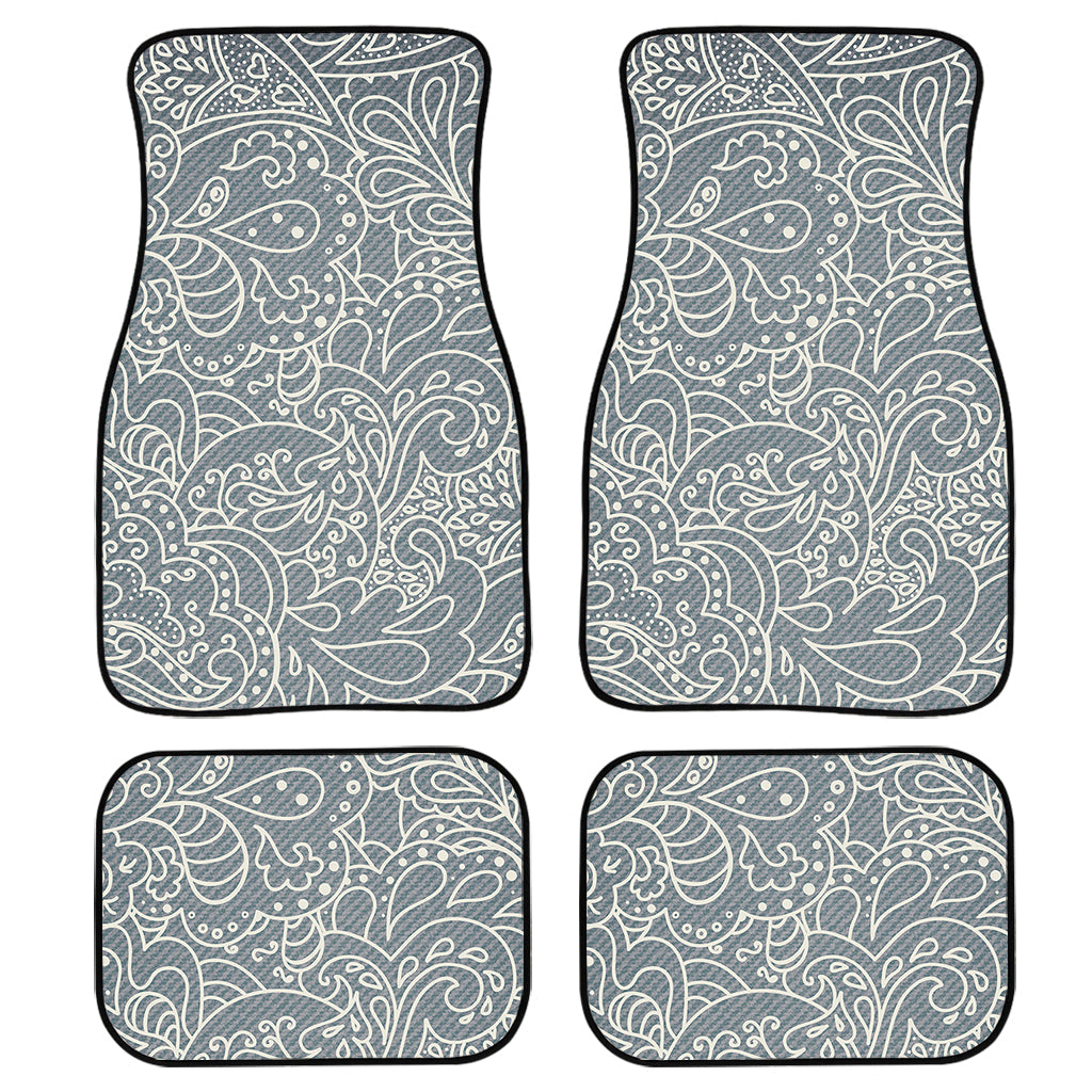 White And Grey Western Floral Print Front And Back Car Floor Mats/ Front Car Mat