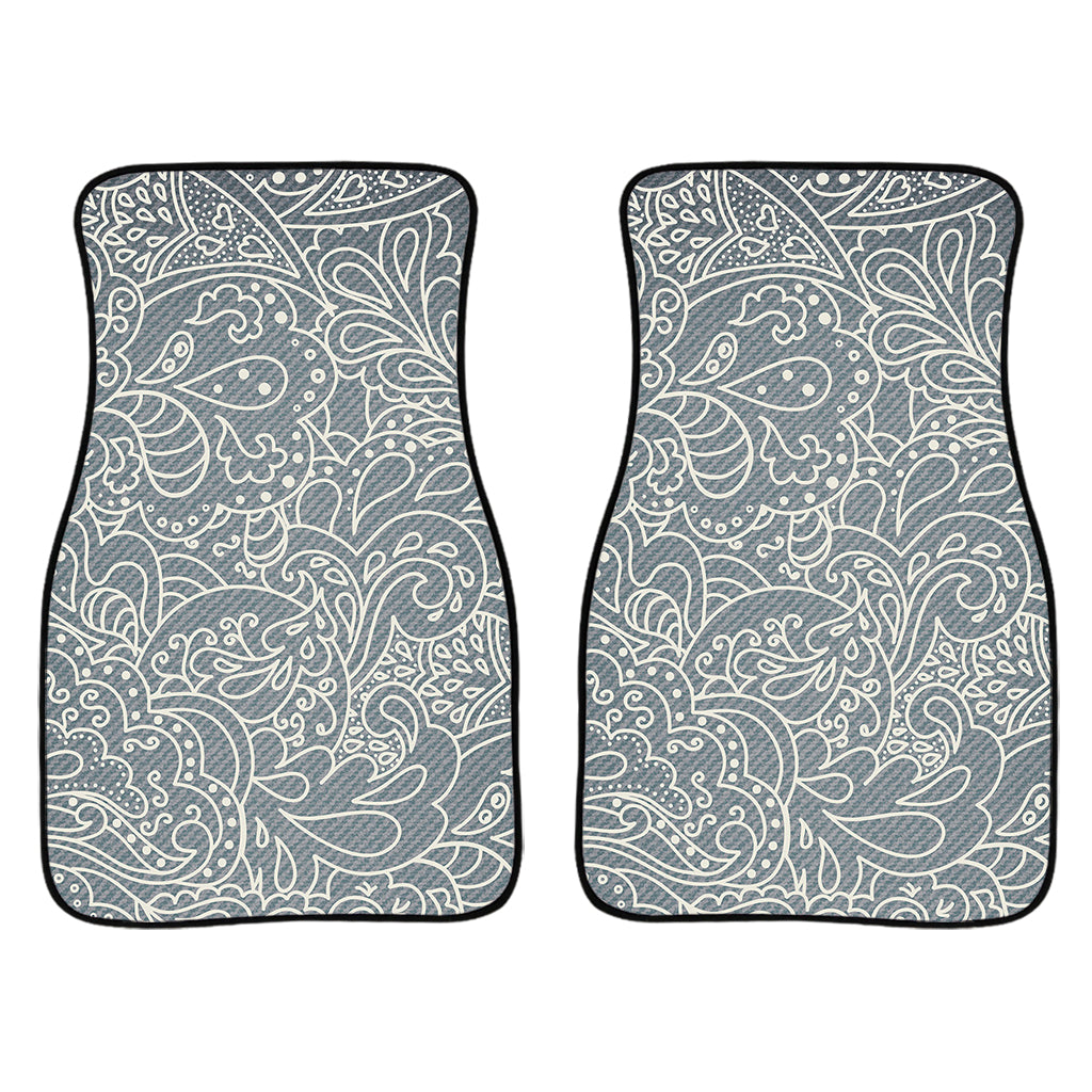 White And Grey Western Floral Print Front And Back Car Floor Mats/ Front Car Mat
