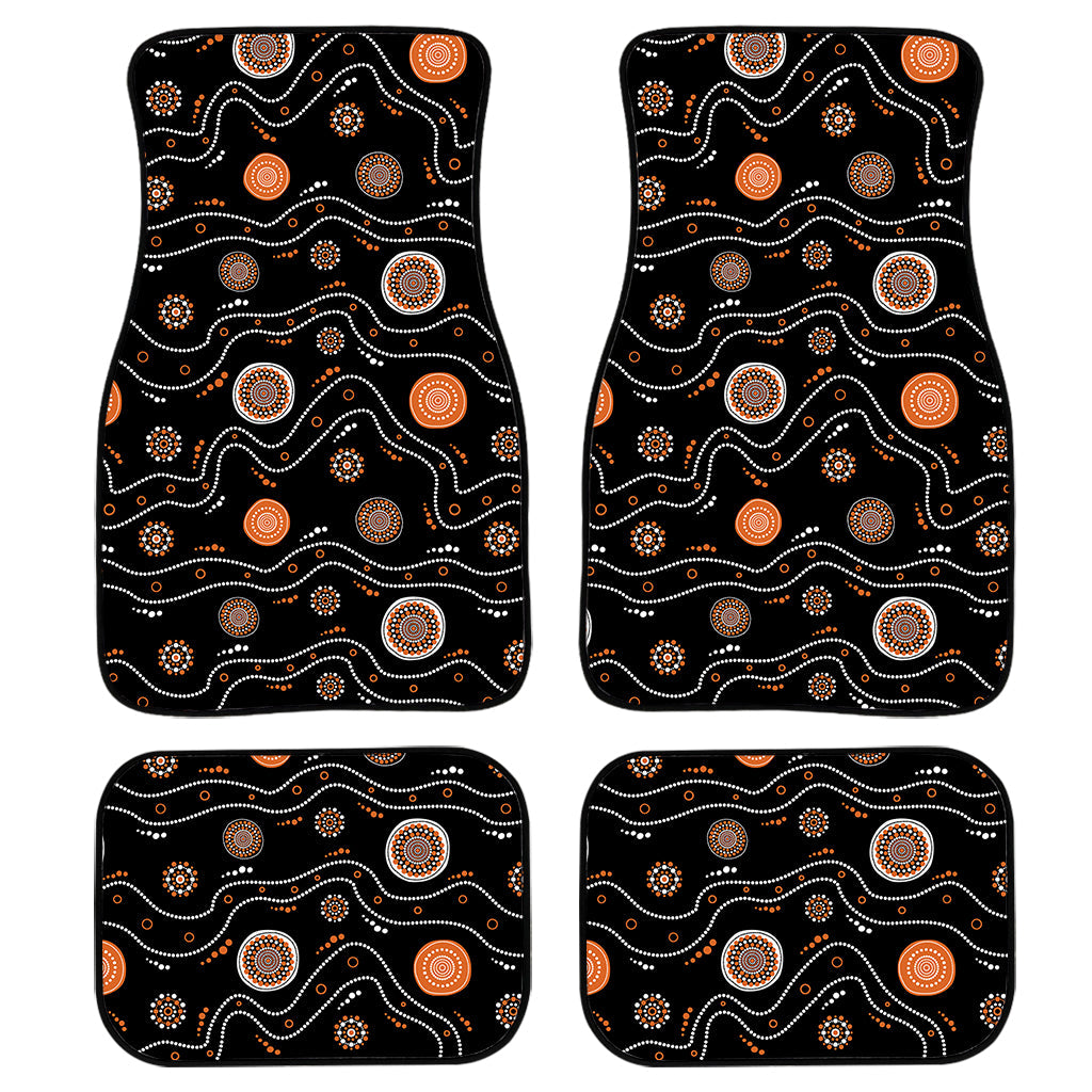 White And Orange Aboriginal Art Print Front And Back Car Floor Mats/ Front Car Mat