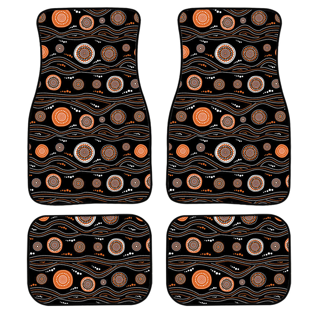 White And Orange Aboriginal Dot Print Front And Back Car Floor Mats/ Front Car Mat