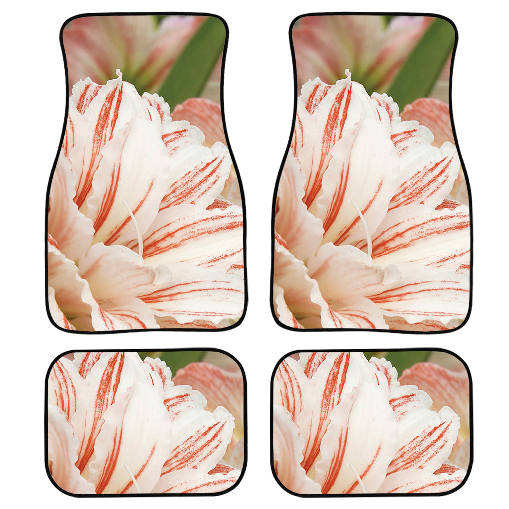 White And Pink Amaryllis Print Front And Back Car Floor Mats/ Front Car Mat