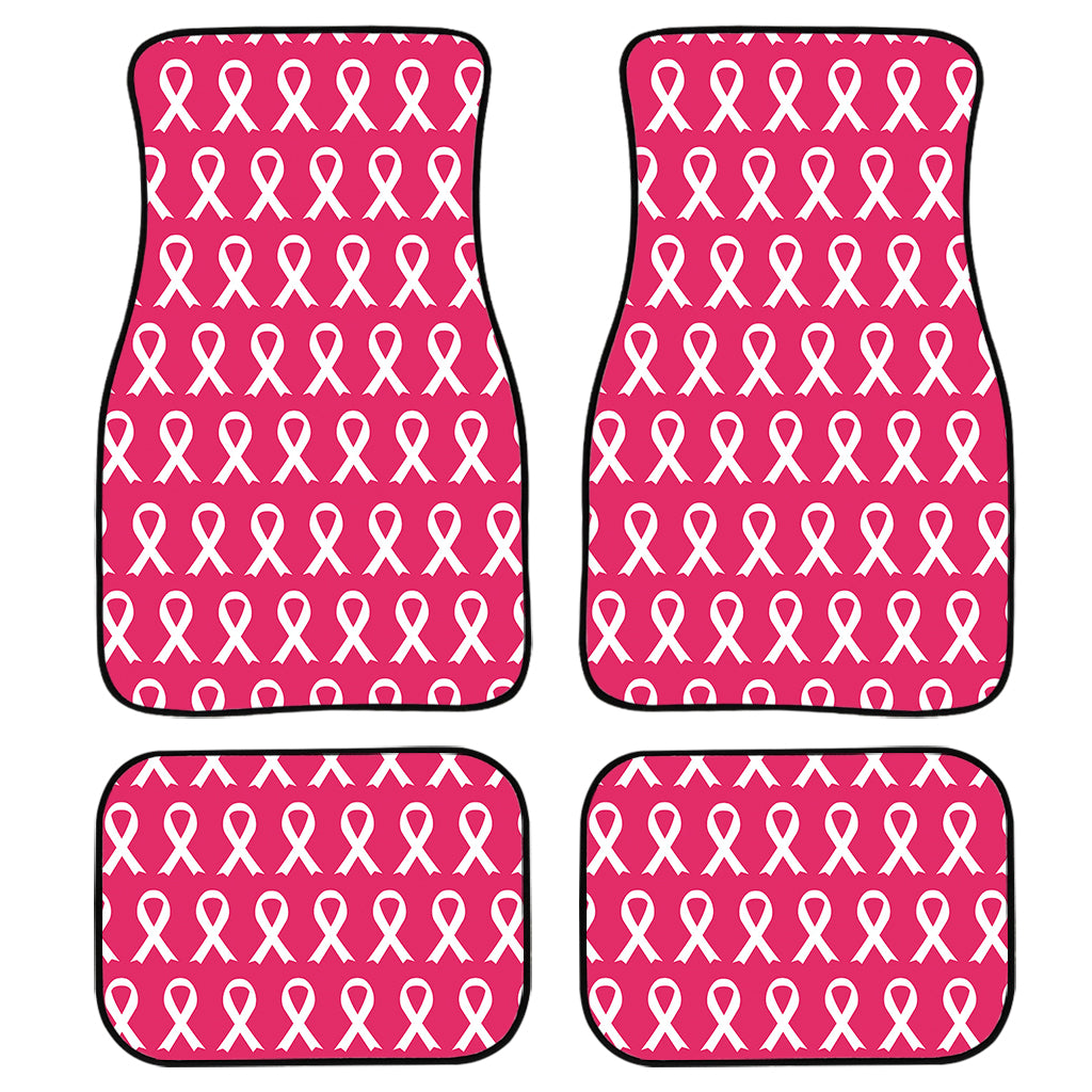 White And Pink Breast Cancer Print Front And Back Car Floor Mats/ Front Car Mat