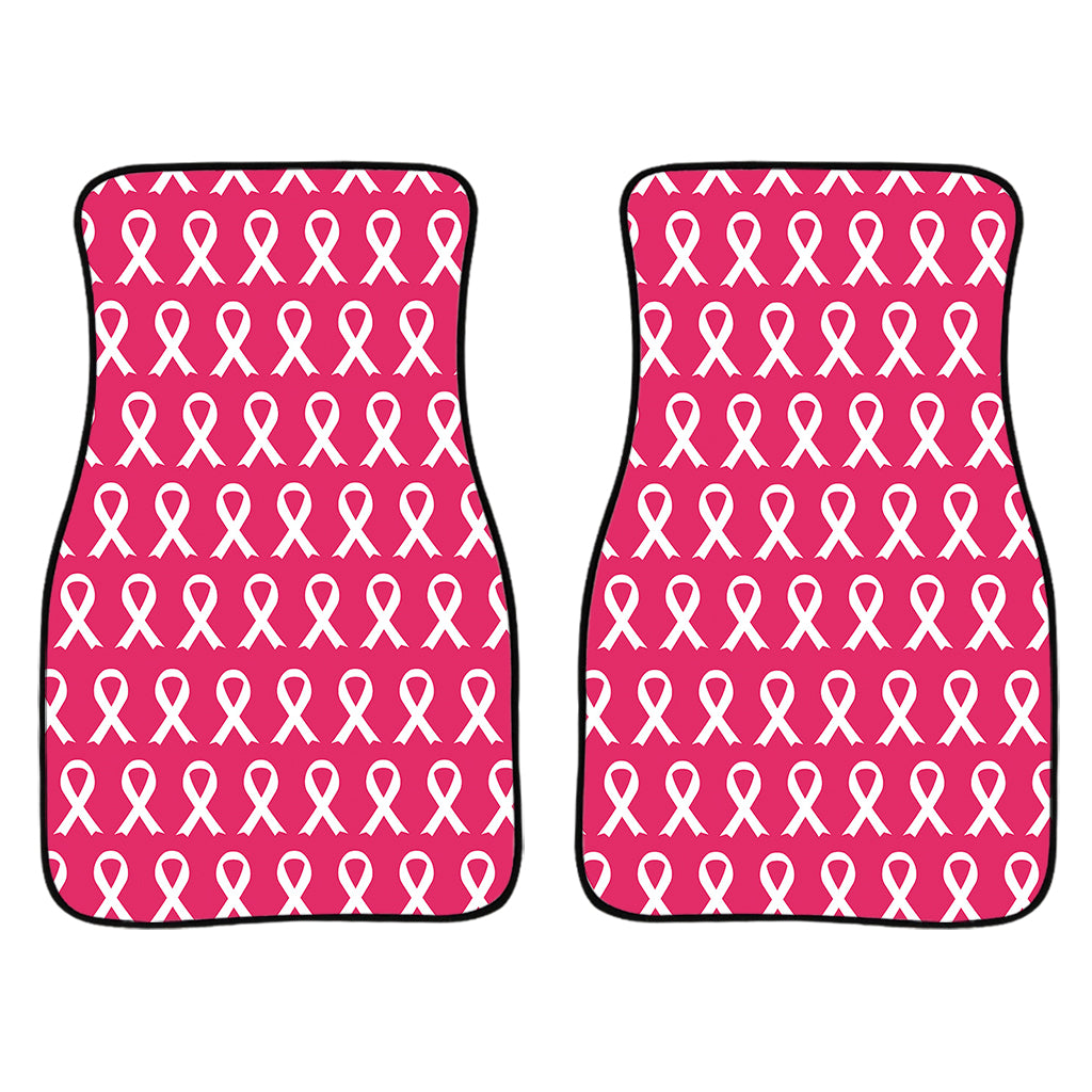 White And Pink Breast Cancer Print Front And Back Car Floor Mats/ Front Car Mat