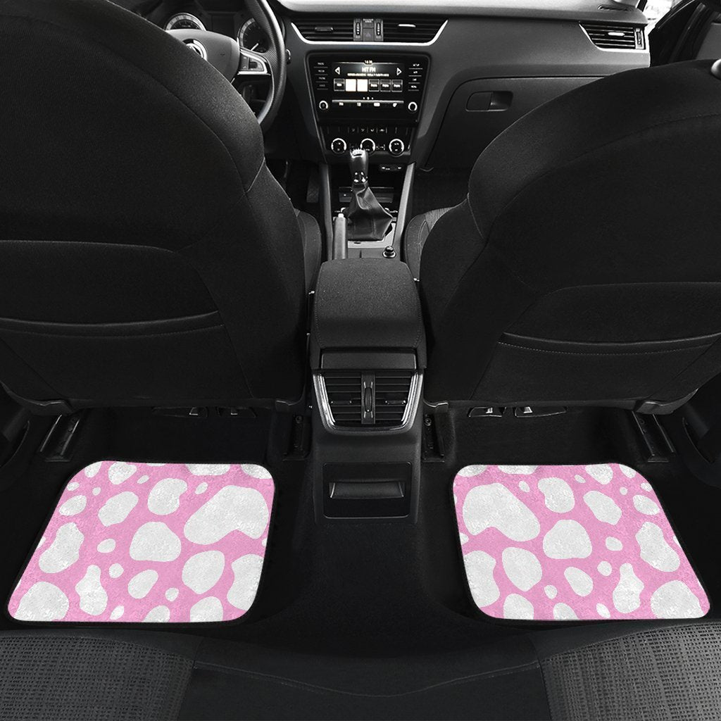 White And Pink Cow Print Front And Back Car Floor Mats/ Front Car Mat