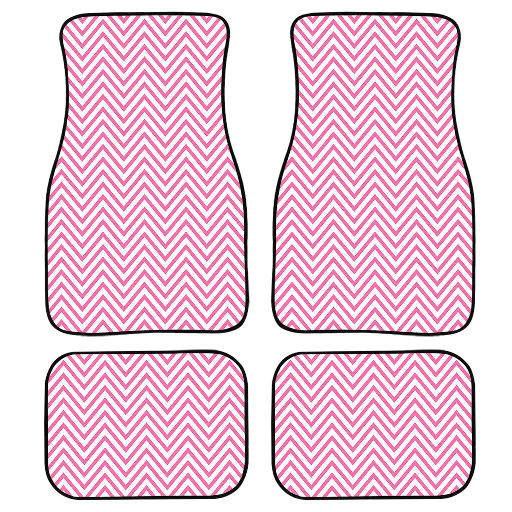 White And Pink Zigzag Pattern Print Front And Back Car Floor Mats/ Front Car Mat