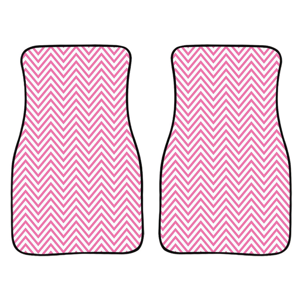 White And Pink Zigzag Pattern Print Front And Back Car Floor Mats/ Front Car Mat