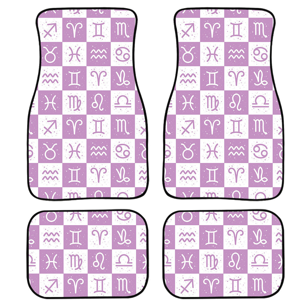 White And Purple Zodiac Signs Print Front And Back Car Floor Mats/ Front Car Mat