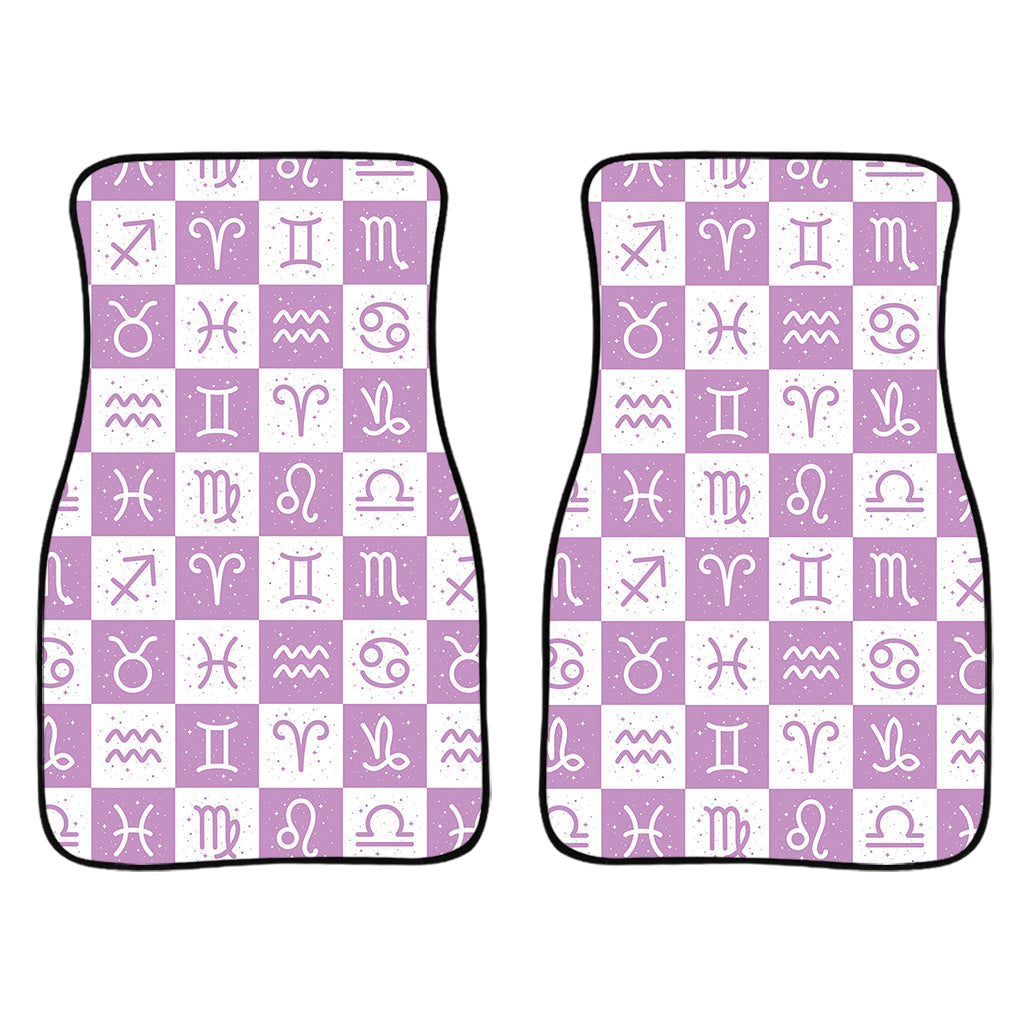 White And Purple Zodiac Signs Print Front And Back Car Floor Mats/ Front Car Mat