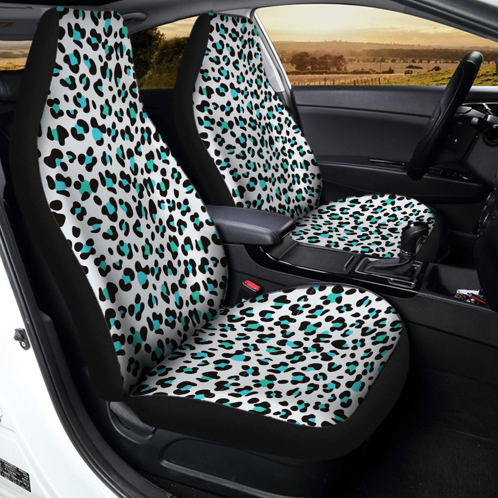 White And Teal Leopard Print Universal Fit Car Seat Covers