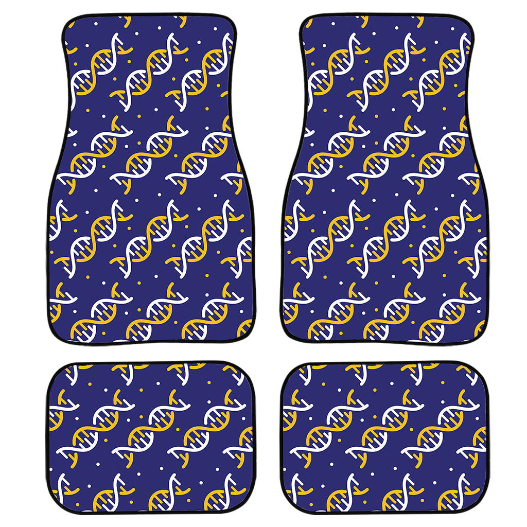 White And Yellow Dna Pattern Print Front And Back Car Floor Mats/ Front Car Mat