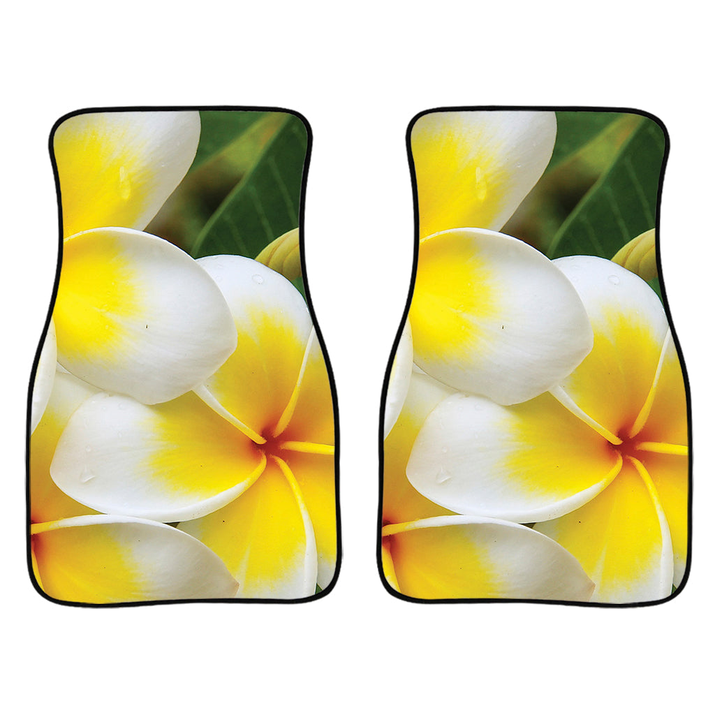 White And Yellow Plumeria Flower Print Front And Back Car Floor Mats/ Front Car Mat