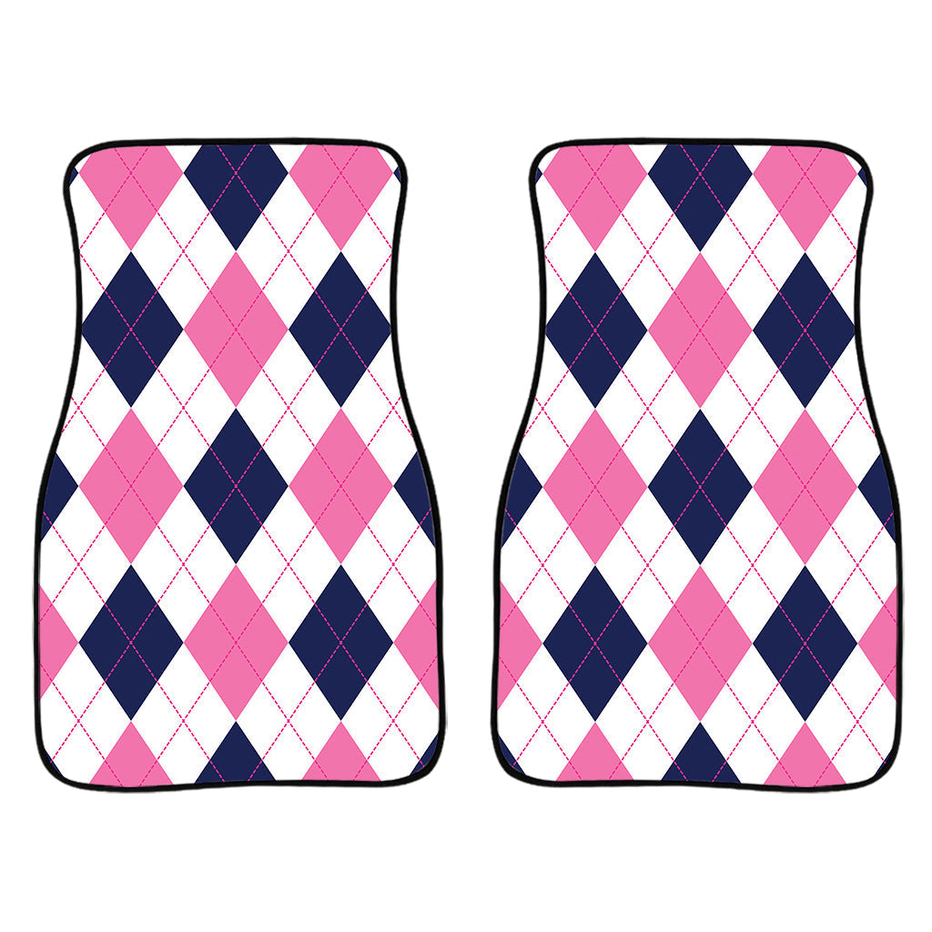 White Blue And Pink Argyle Pattern Print Front And Back Car Floor Mats/ Front Car Mat