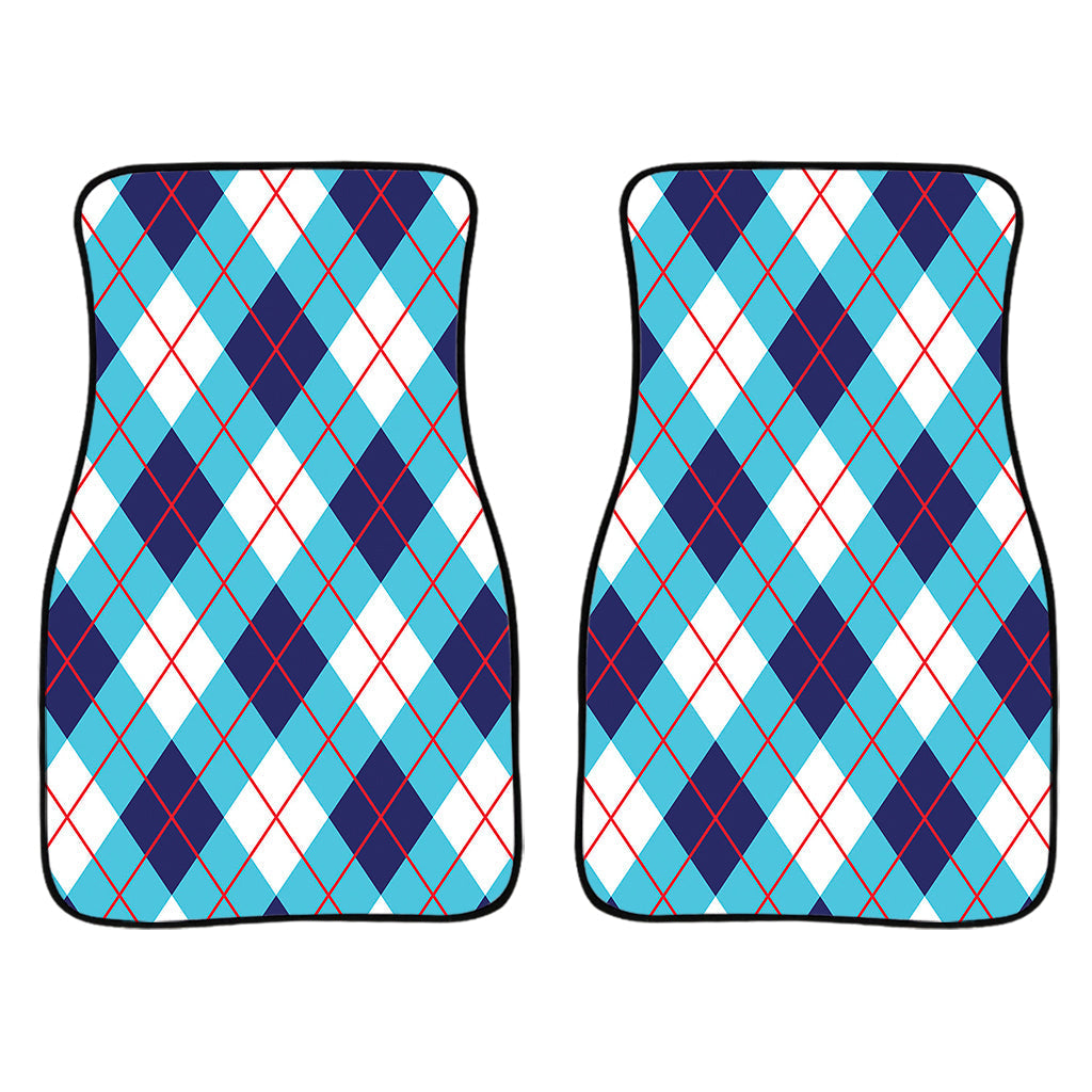 White Blue And Red Argyle Pattern Print Front And Back Car Floor Mats/ Front Car Mat