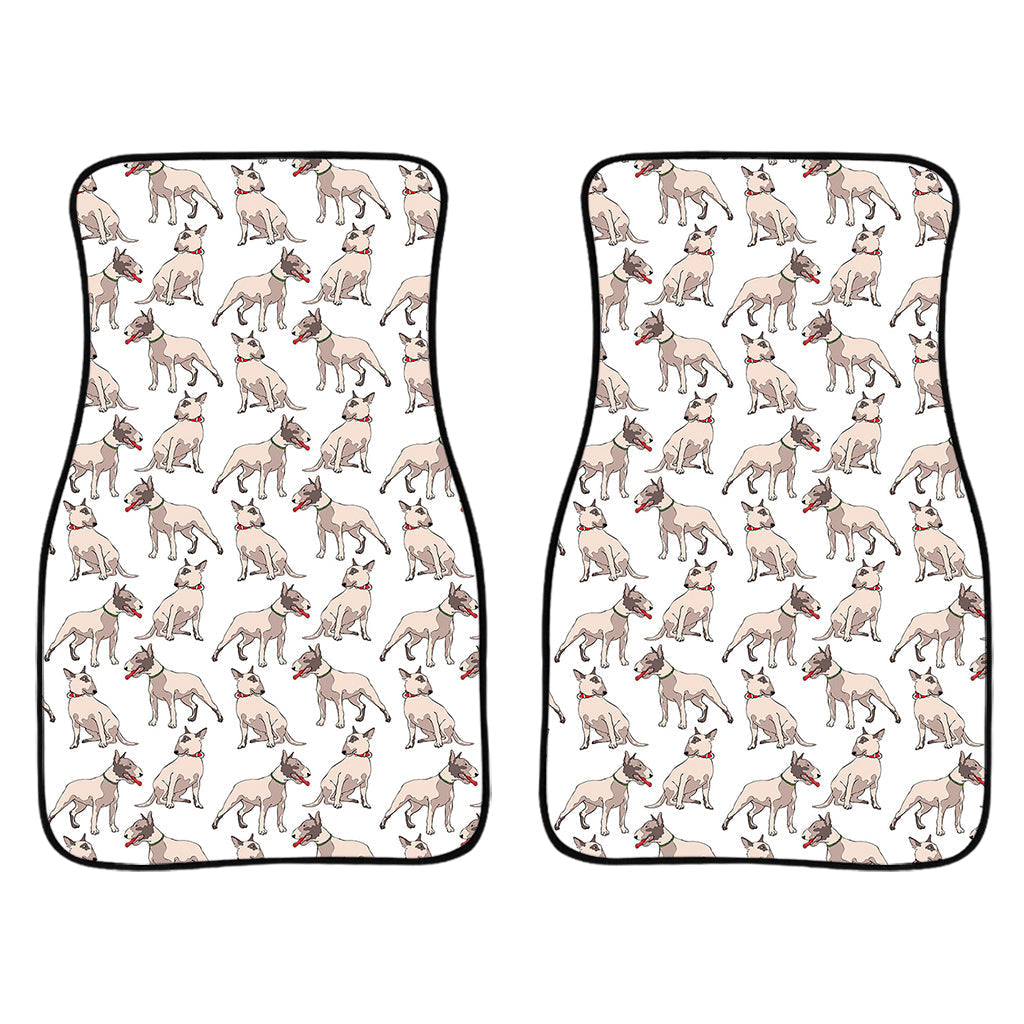 White Bull Terrier Pattern Print Front And Back Car Floor Mats/ Front Car Mat